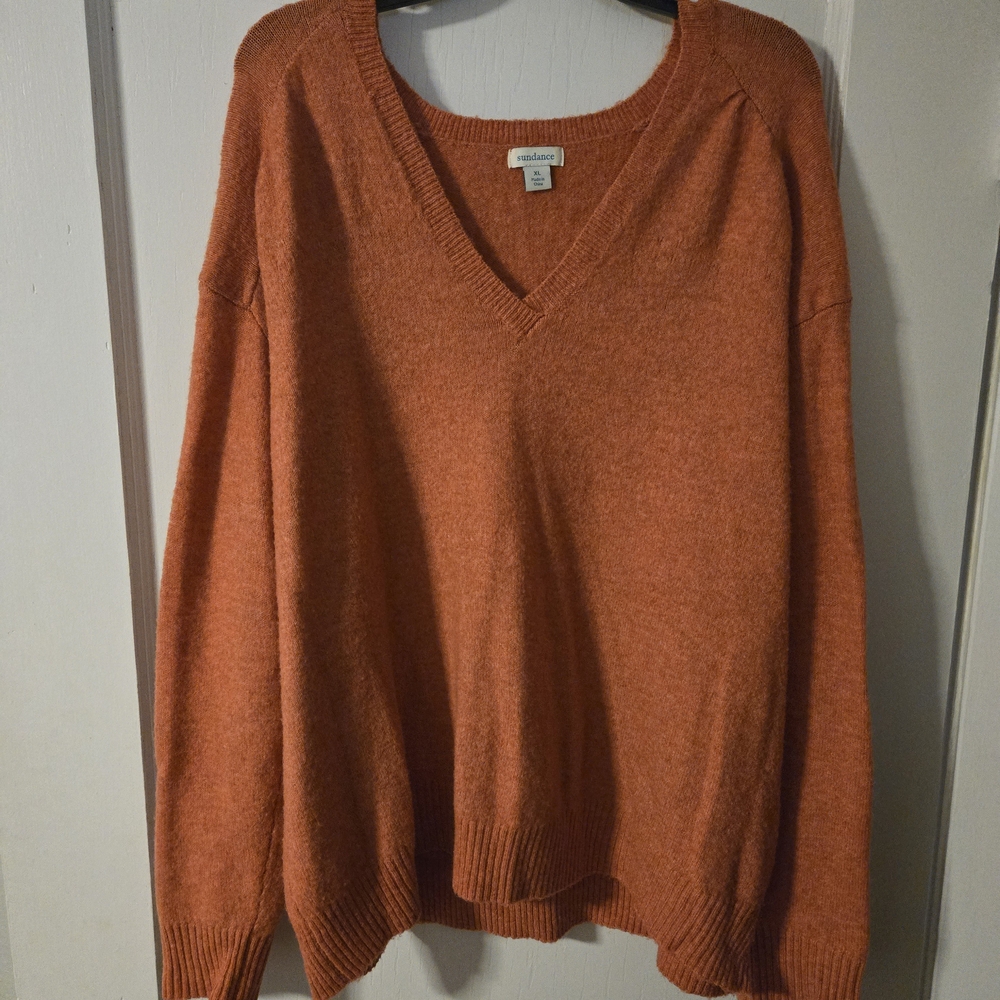 Sundance Warm Rust V-Neck Sweater